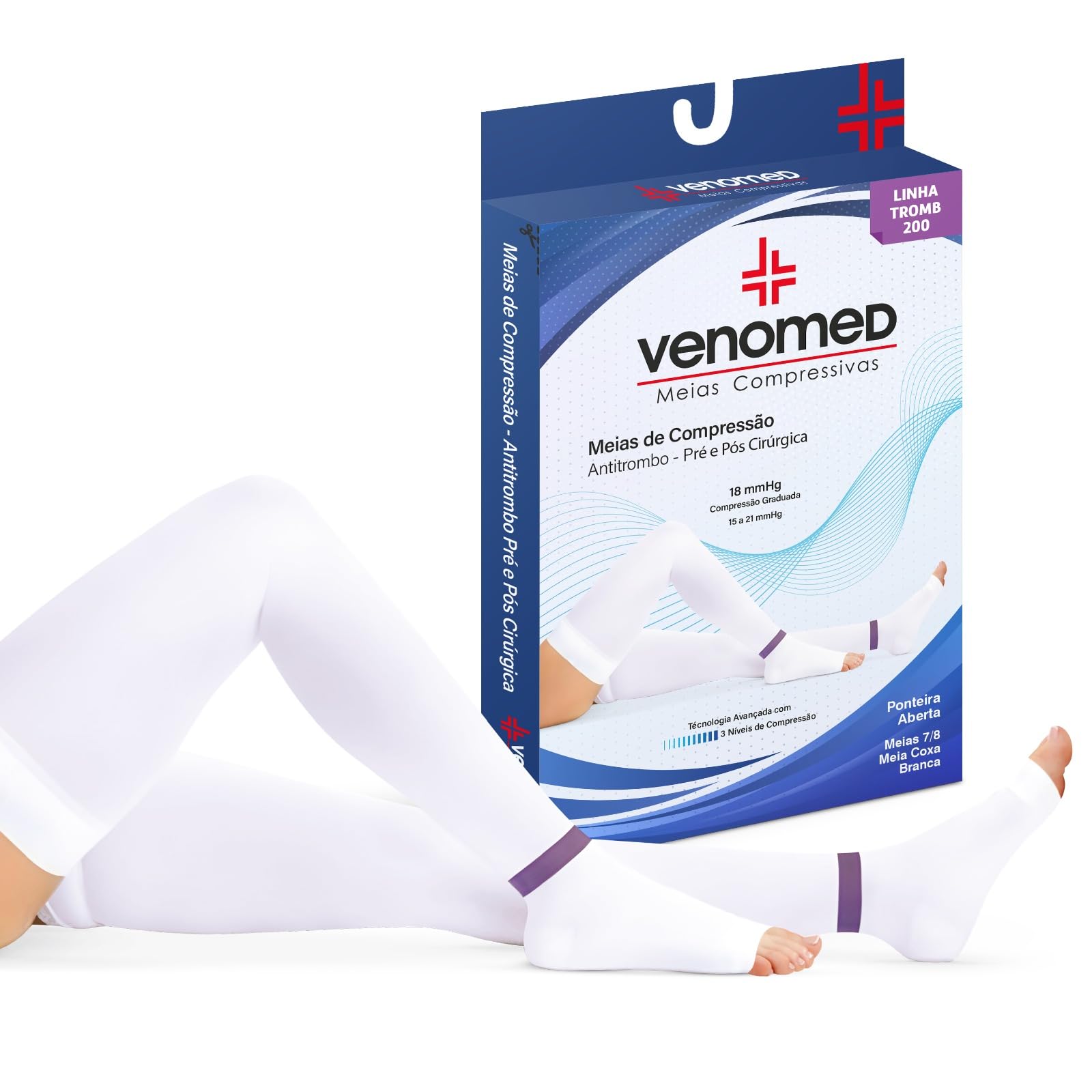 VENOMED, MEIAS ANTITROMBO 15 a 21MMHG PRÉ E PÓS CIRÚRGICA 7/8